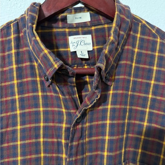 J. Crew Men's Plaid Shirt - Brown, Yellow, Red - Picture 3 of 8